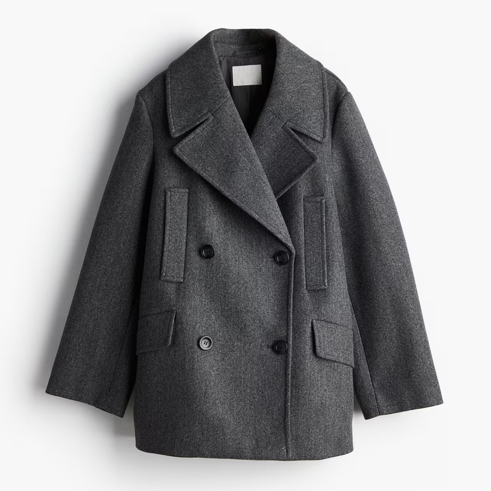H&M‎ Charcoal Double-Breasted Pea Coat